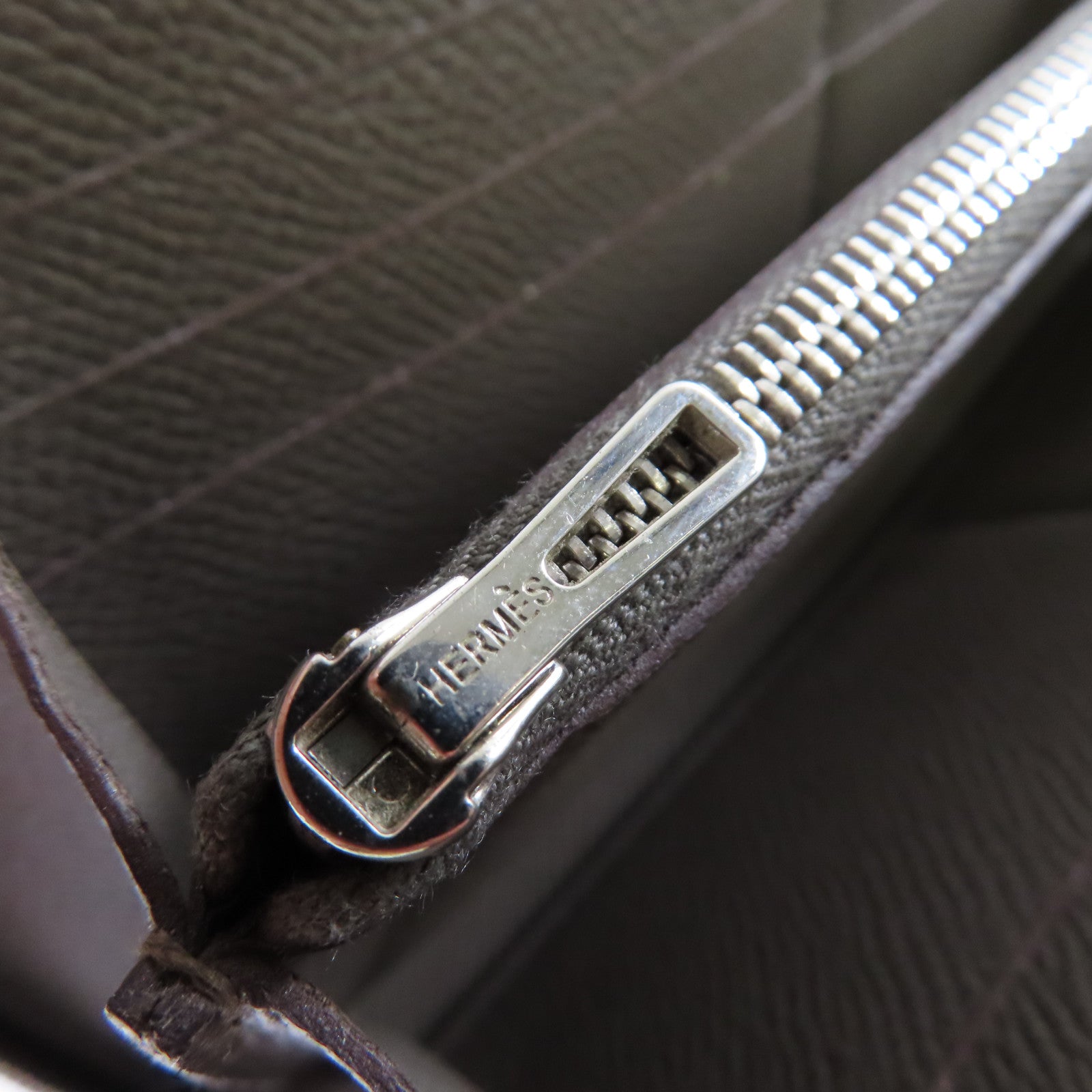 HERMES 【激減優惠】Epsom皮革Azap Classic Zipper Long Wallet銀扣拉鏈長錢包灰色
