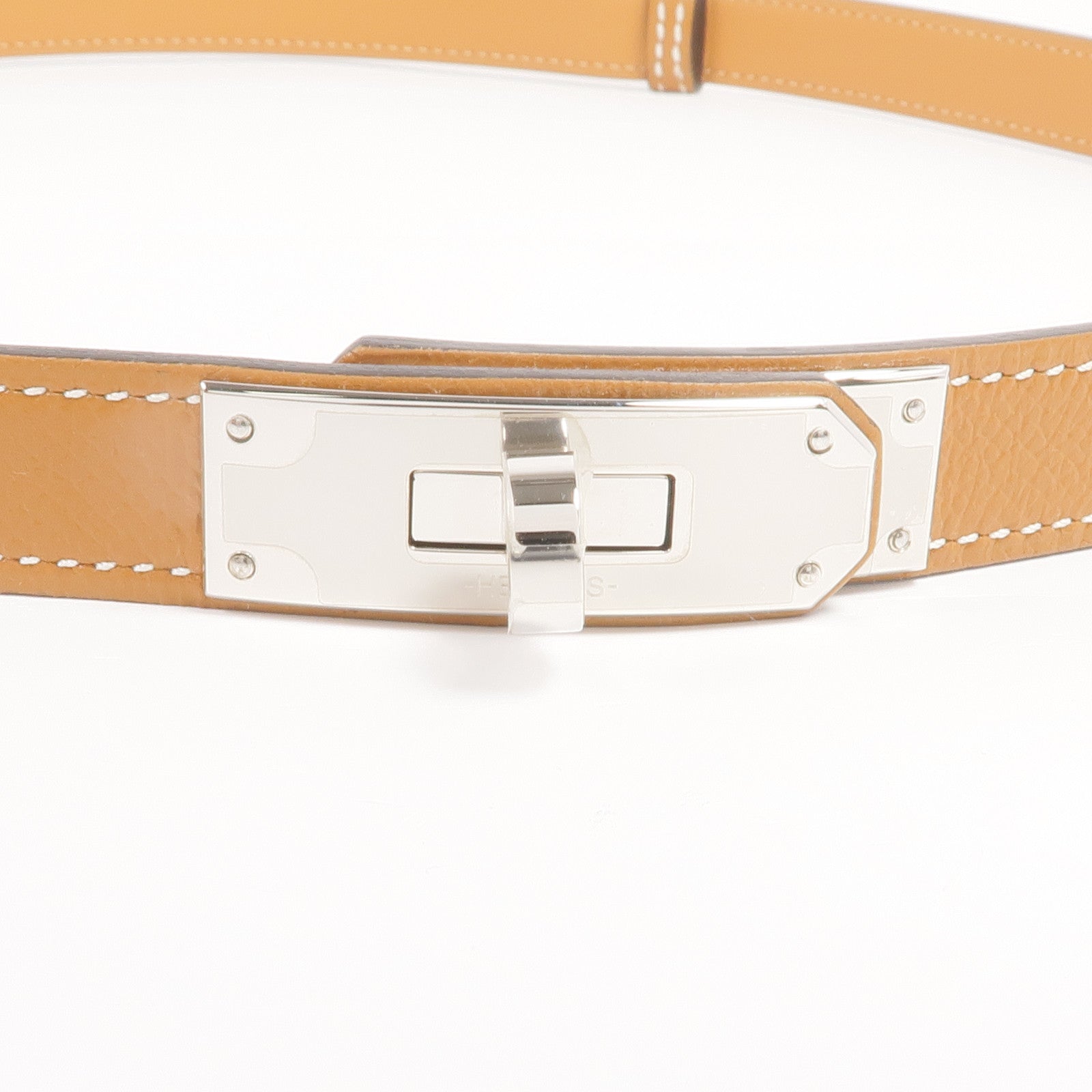 HERMES Epsom皮革Kelly Belt銀扣皮帶