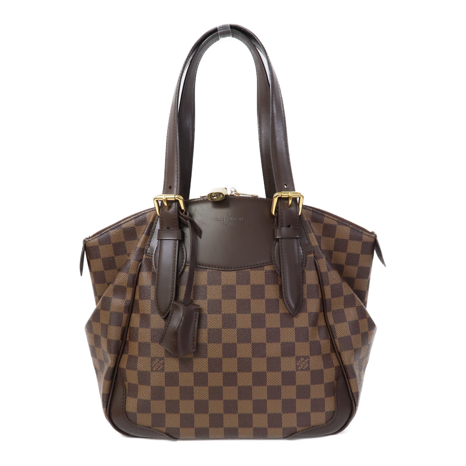 LOUIS VUITTON Damier Ebene Verona MM金扣肩背袋啡色