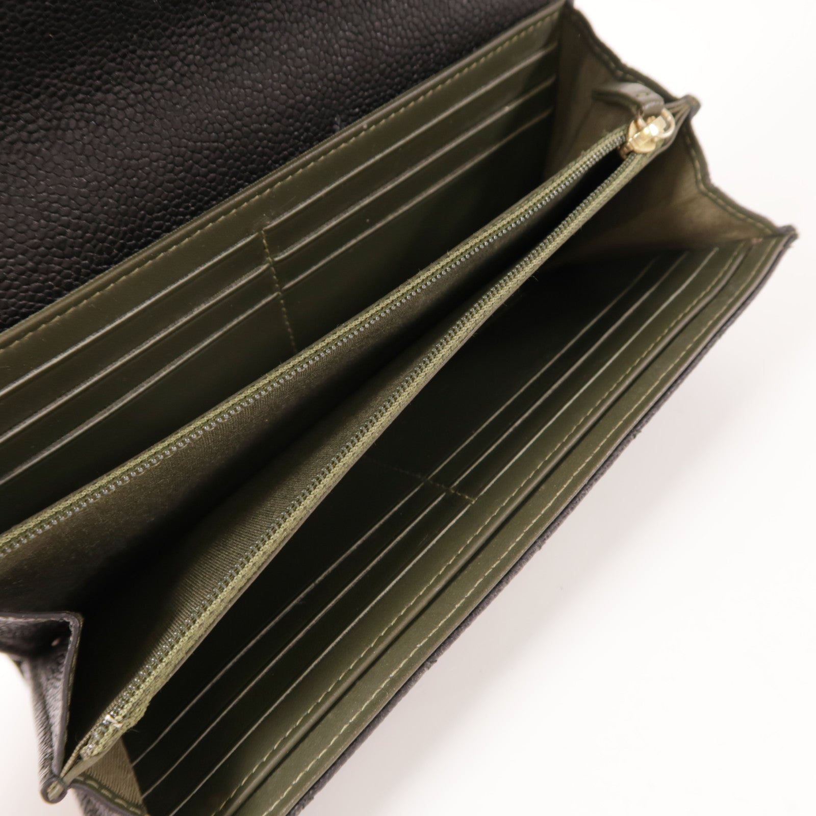 CHANEL 牛皮皮革Zipper Wallet金扣長錢包