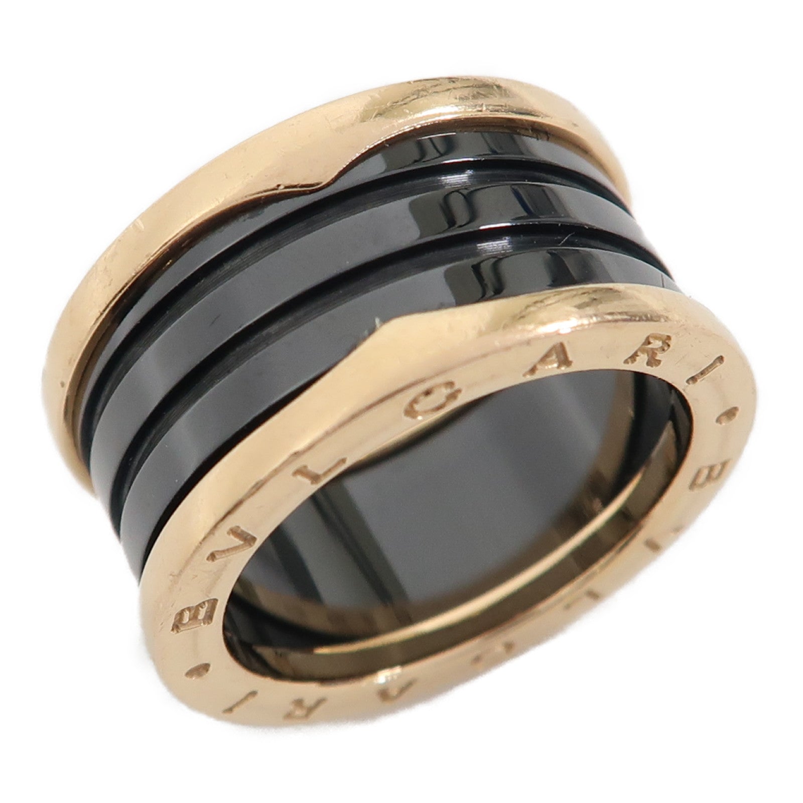 BVLGARI 【激減優惠】18K玫瑰金/陶瓷B-zero 1戒指黑色BVLGARI#59/US#8.5
