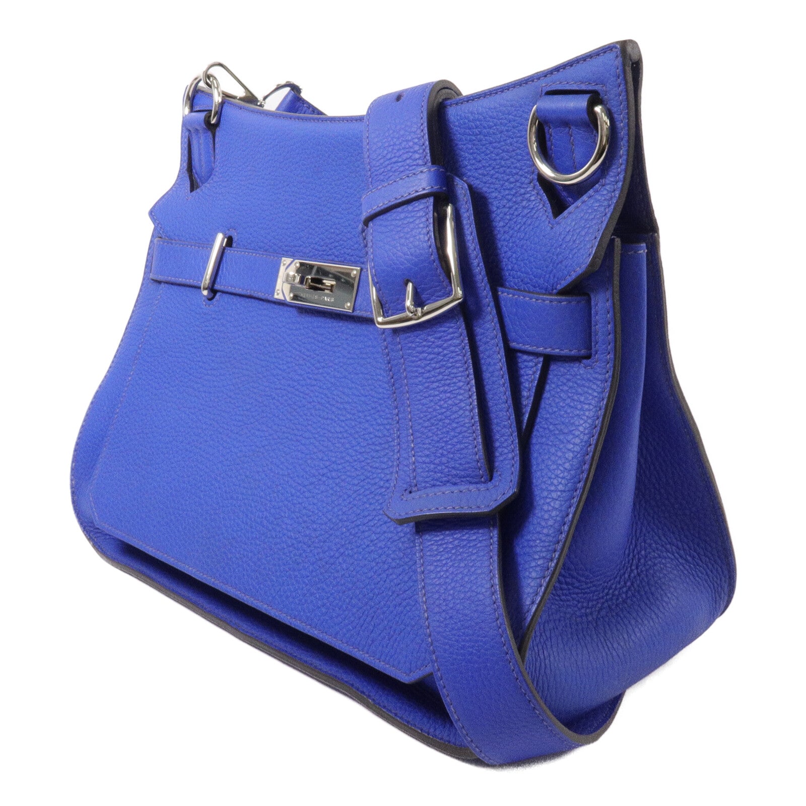 HERMES Clemence皮革Jypsiere 34肩背袋Bleu Electrique