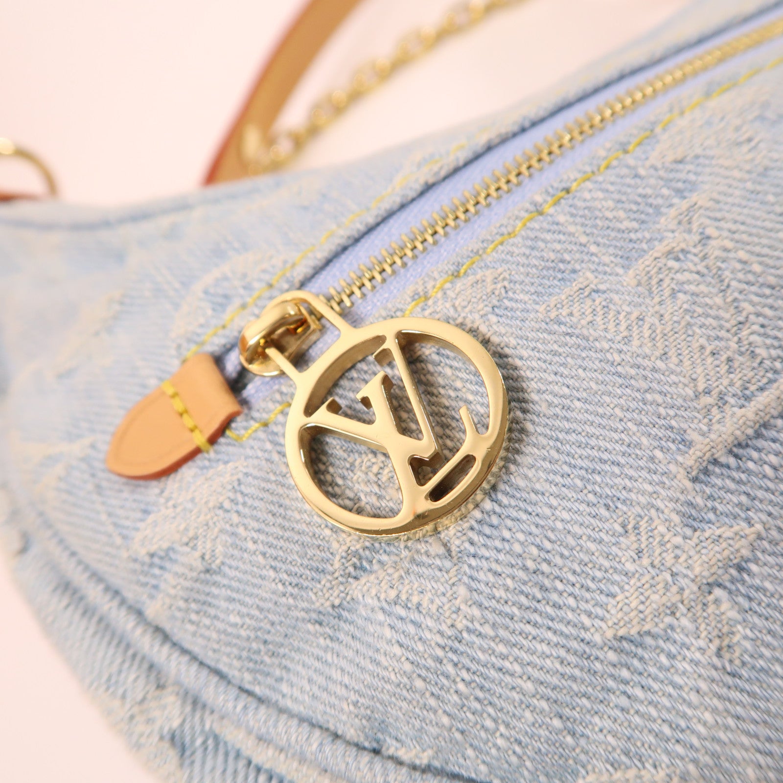 LOUIS VUITTON LV GHW Denim Loop Shoulder Bag M24846 Denim Blue