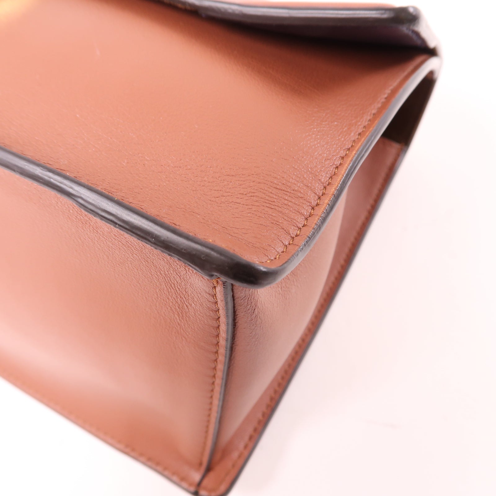 FENDI 牛皮皮革2Way Shoulder金扣手挽肩背兩用袋棕色