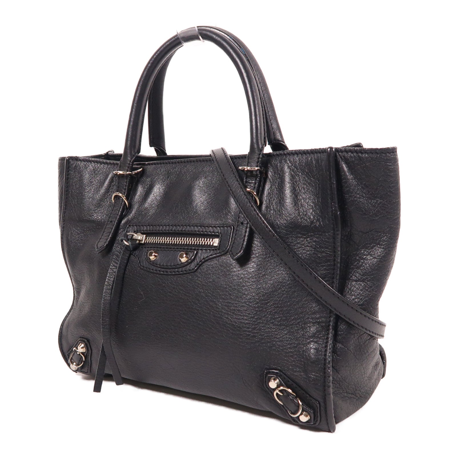 BALENCIAGA 羊皮皮革Papier Mini銀扣手挽肩背兩用袋