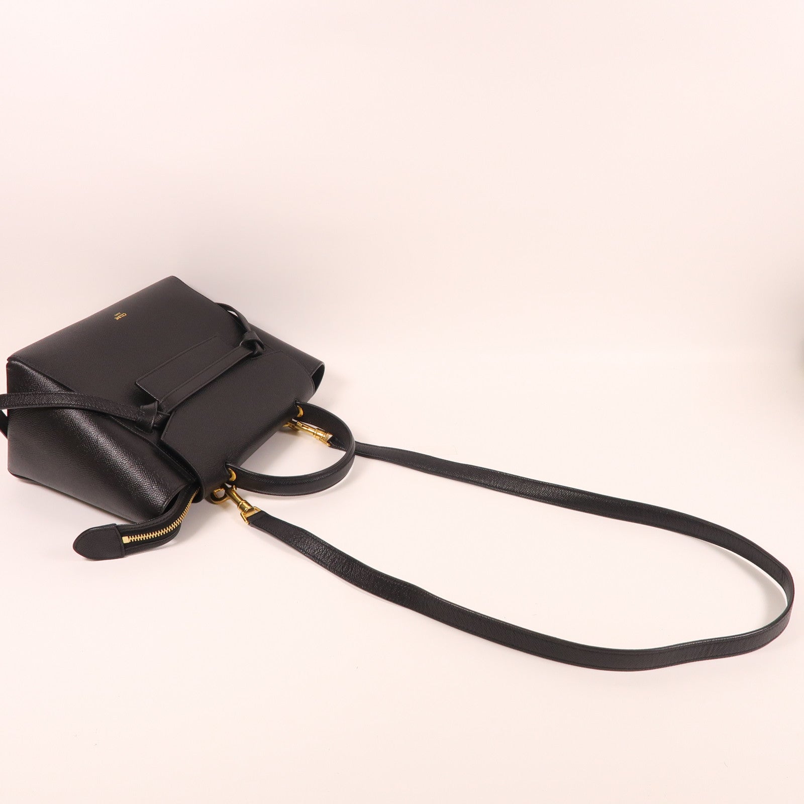 CELINE 牛皮皮革Micro Belt Bag金扣手挽肩背兩用袋黑色