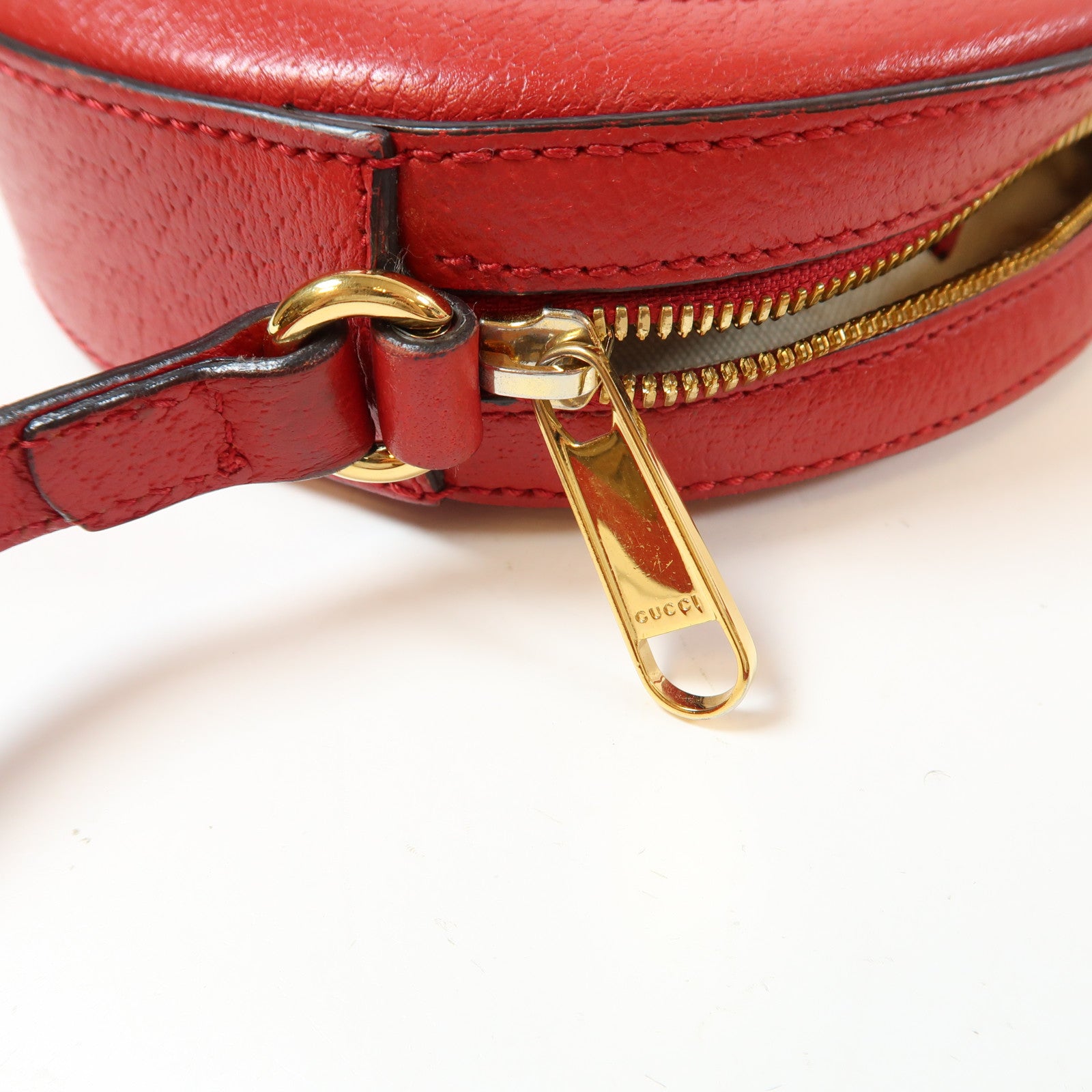 GUCCI 【激減優惠】塗層帆布Shoulder Bag金扣肩背袋啡色/紅色