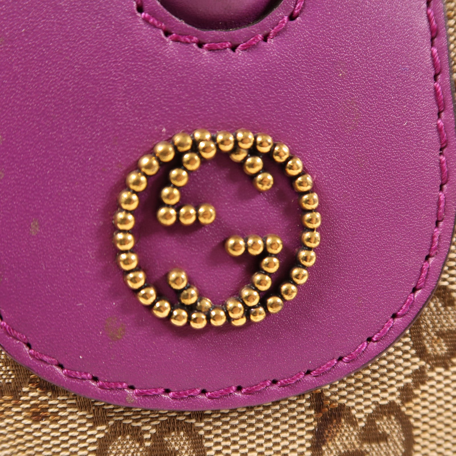 GUCCI 【激減優惠】GUCCI 帆布GG Canvas Scarlett金扣手挽肩背兩用袋紫色/啡色