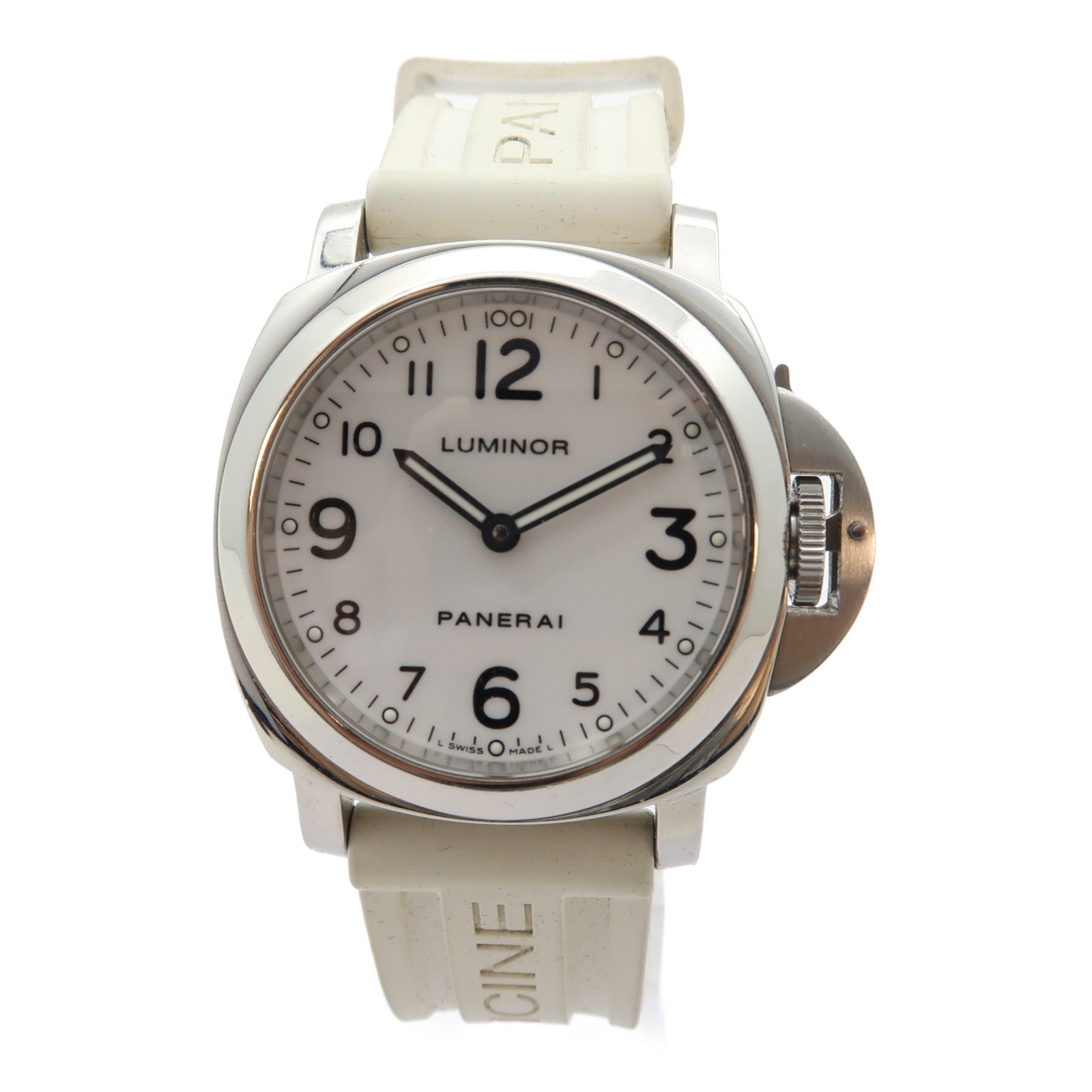 PANERAI Luminor不鏽鋼/橡膠帶手錶手動機芯白色