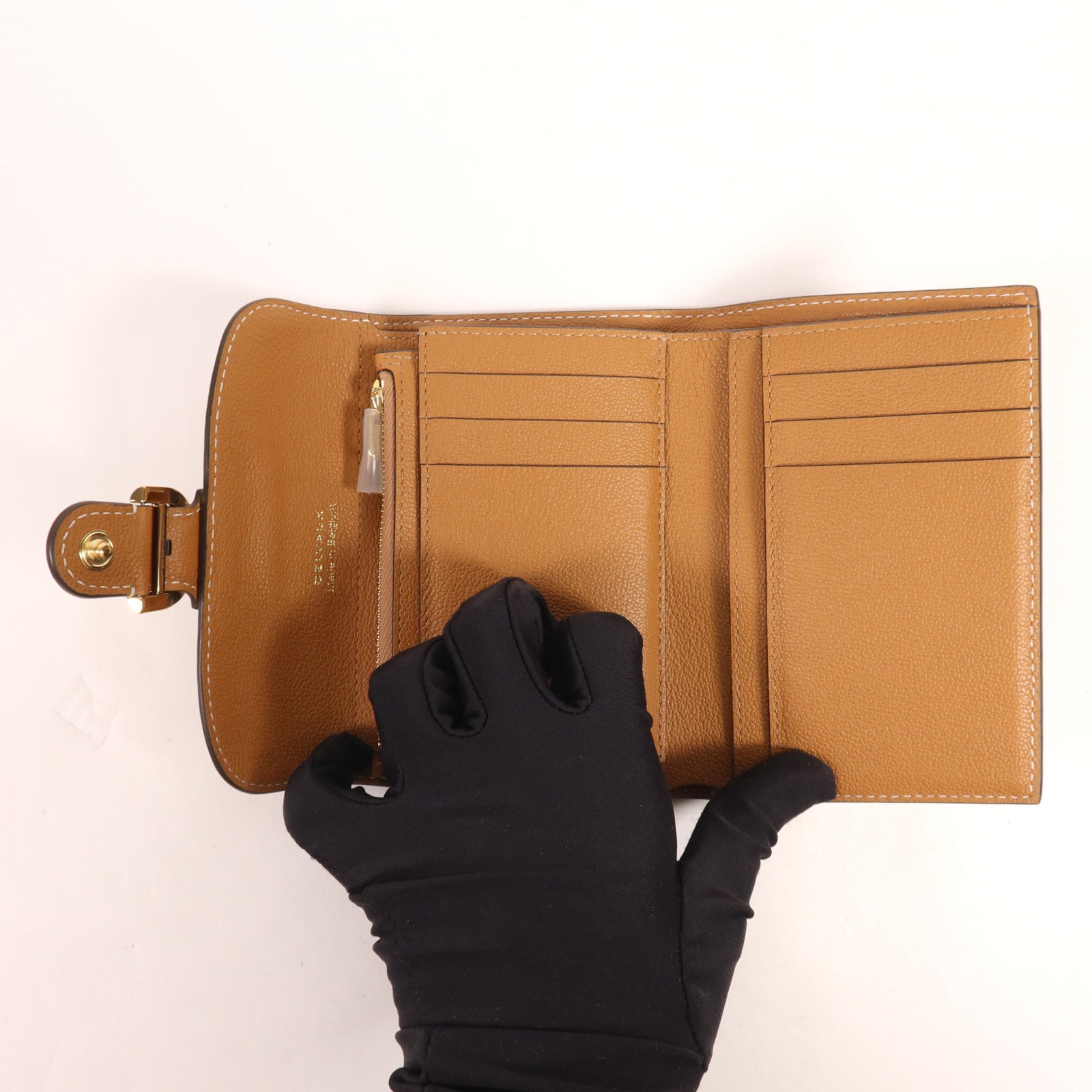 Delvaux 牛皮皮革Brillant Compact Wallet金扣錢包