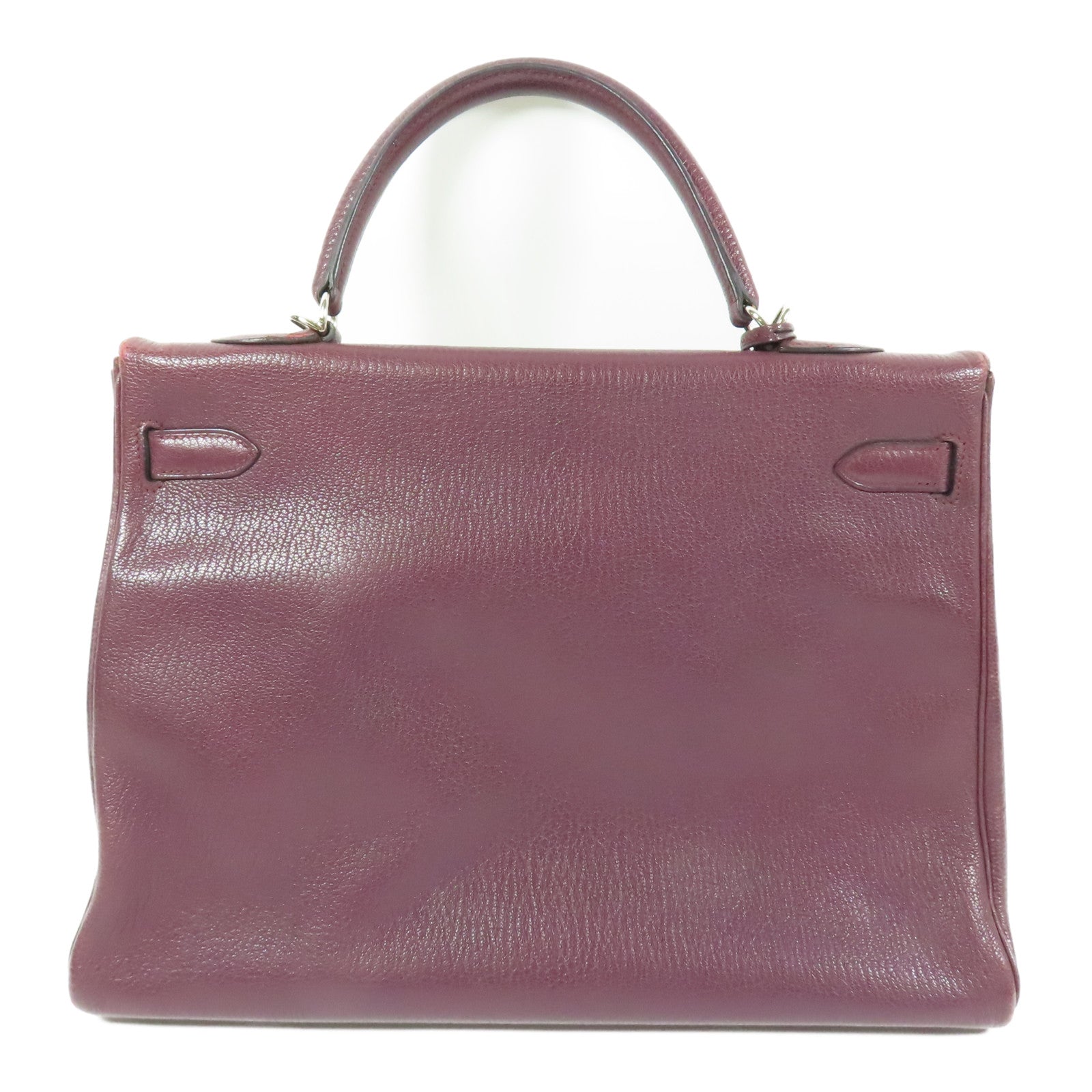 HERMES Togo皮革Kelly 35銀扣手挽肩背兩用袋Raisin