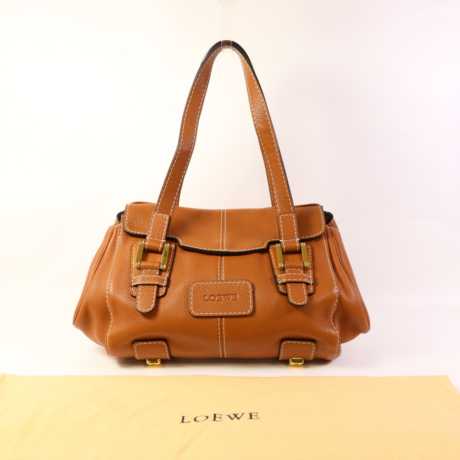 LOEWE 牛皮皮革Shoulder Bag金扣肩背袋