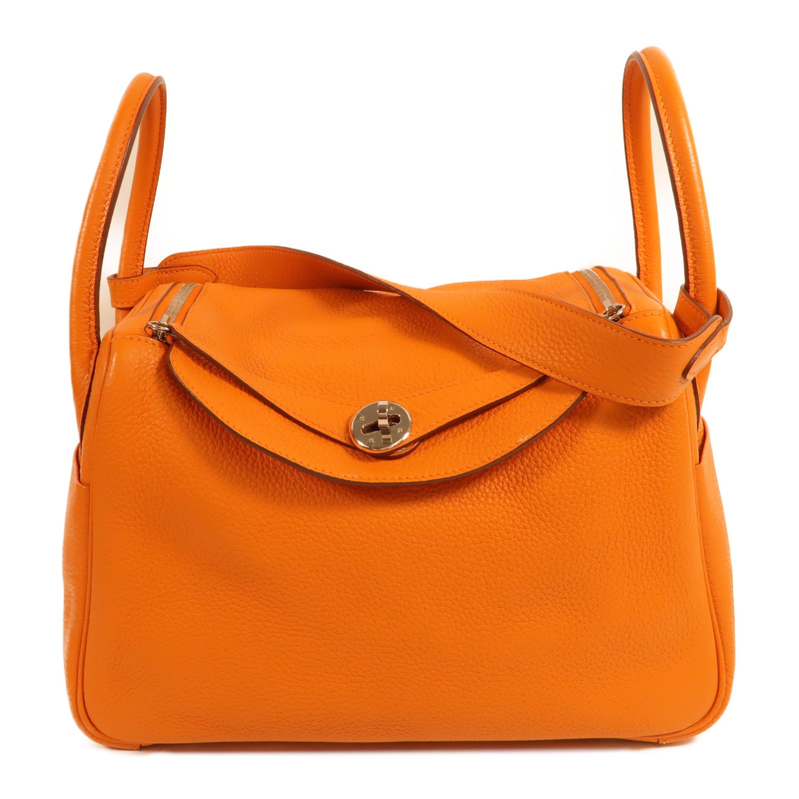 HERMES Clemence皮革Lindy 30手挽肩背兩用袋Orange