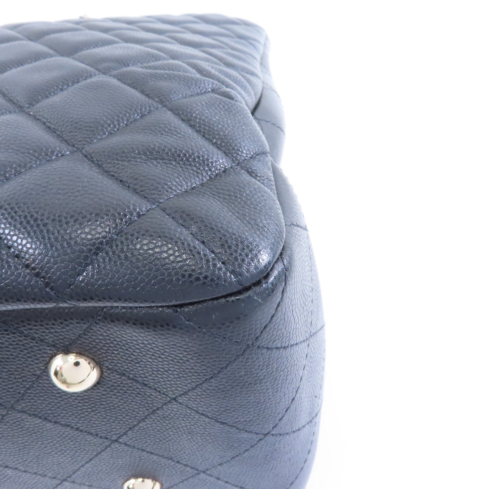 CHANEL 菱格Caviar皮革Chain Shoulder金扣鏈帶肩背袋黑色