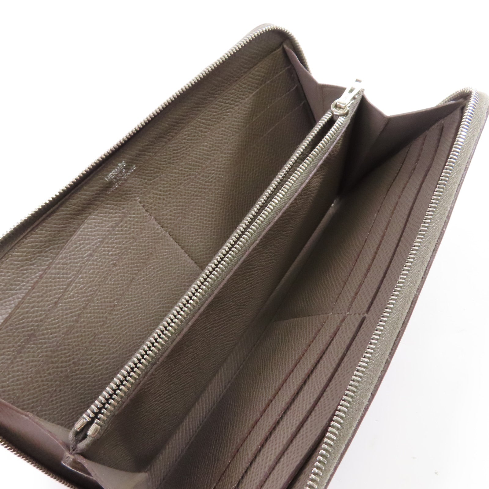 HERMES 【激減優惠】Epsom皮革Azap Classic Zipper Long Wallet銀扣拉鏈長錢包灰色