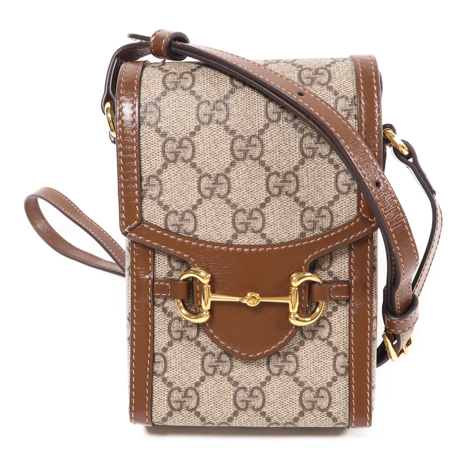 GUCCI 塗層帆布Horsebit 1955 Mini金扣肩背袋