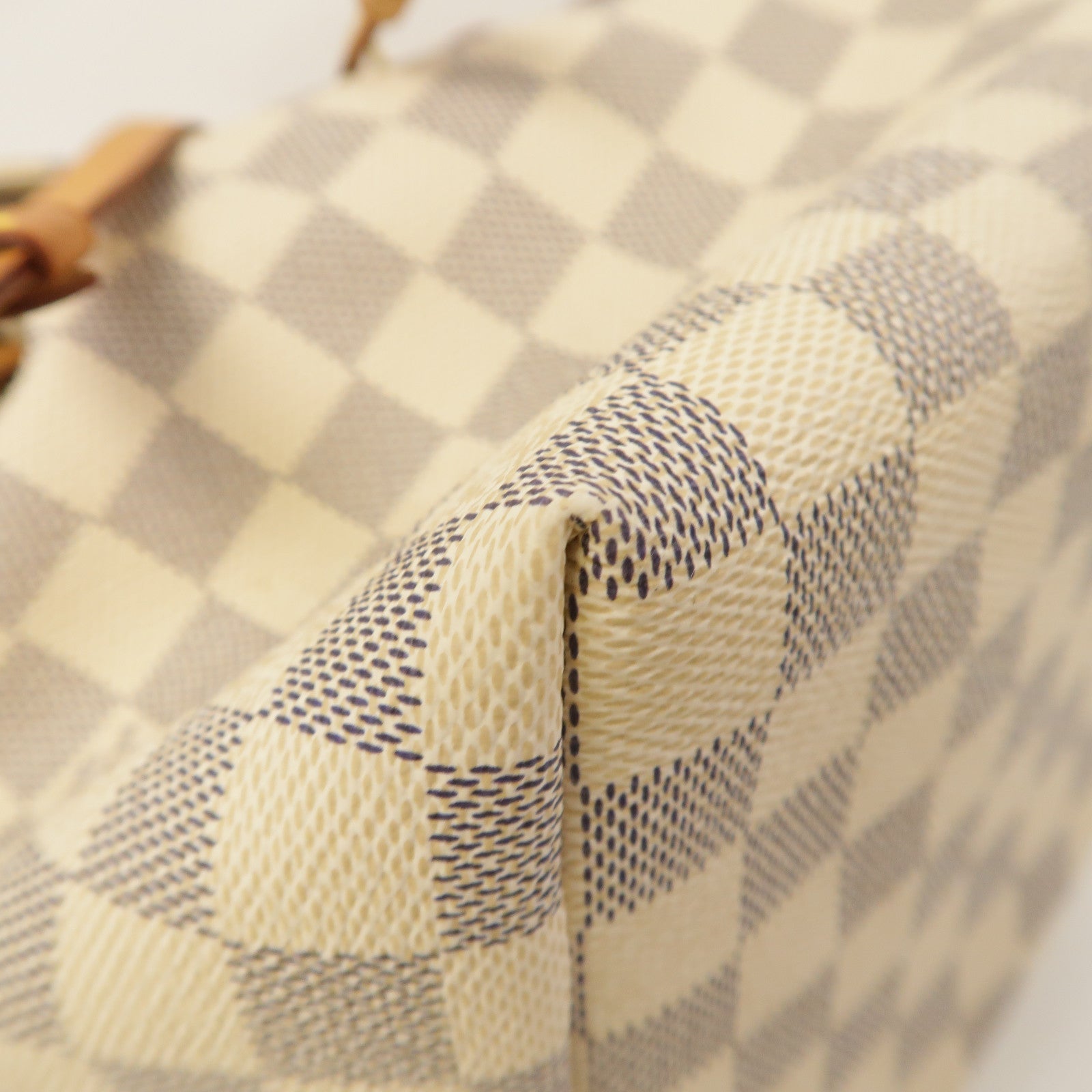 LOUIS VUITTON Damier Azur Sperone金扣背包白色
