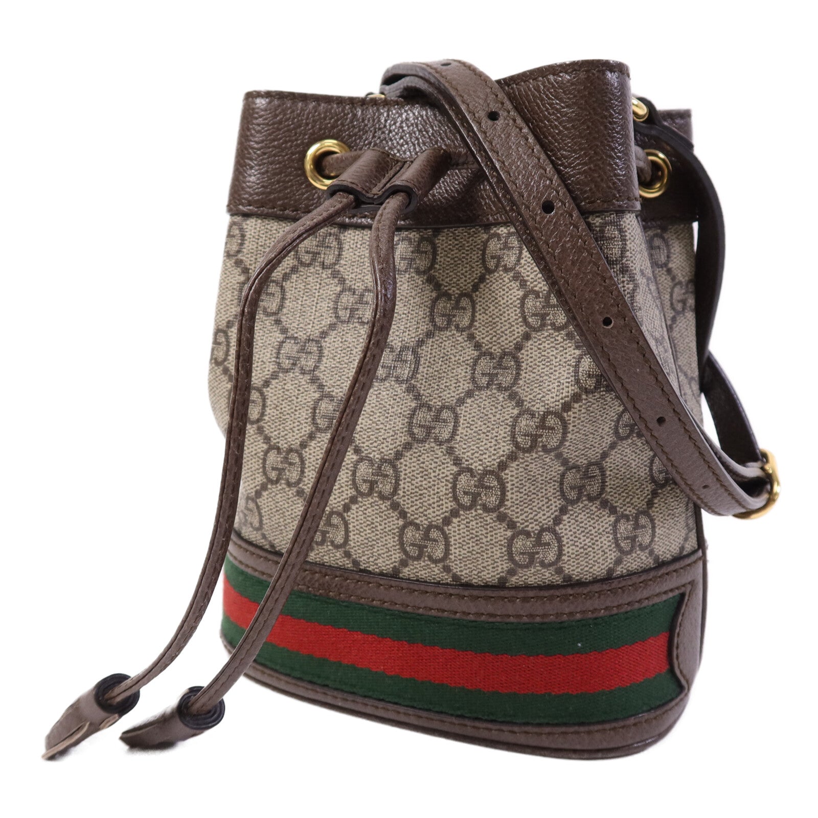 GUCCI 【激減優惠】塗層帆布Ophidia Mini Bucket金扣肩背袋