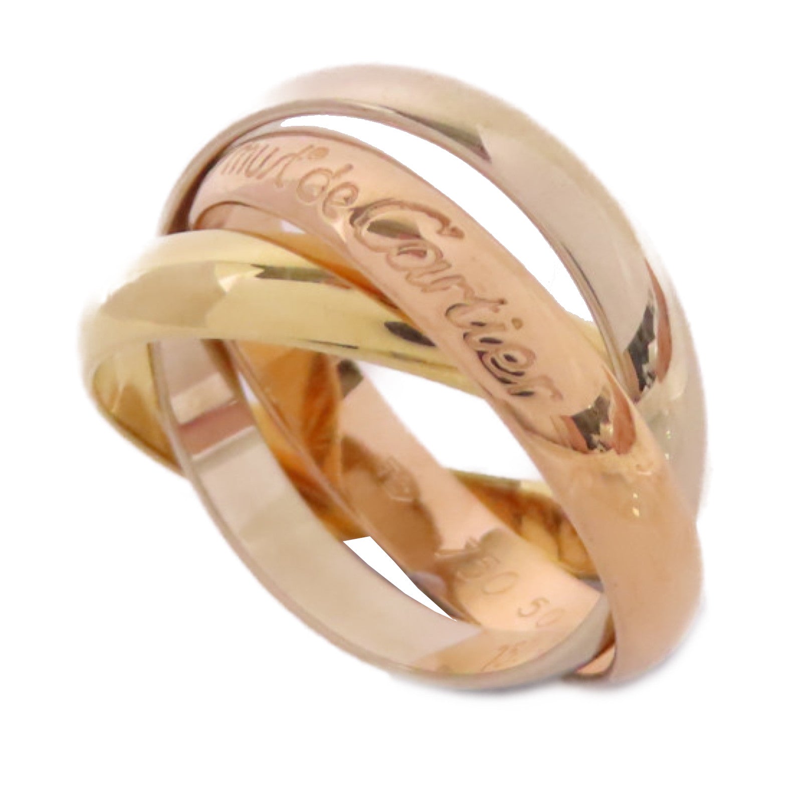 CARTIER 18K黃金/白金/玫瑰金Trinity Ring戒指US#5.25/Cartier#50
