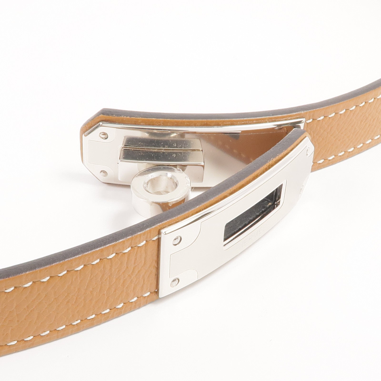 HERMES Epsom皮革Kelly Belt銀扣皮帶