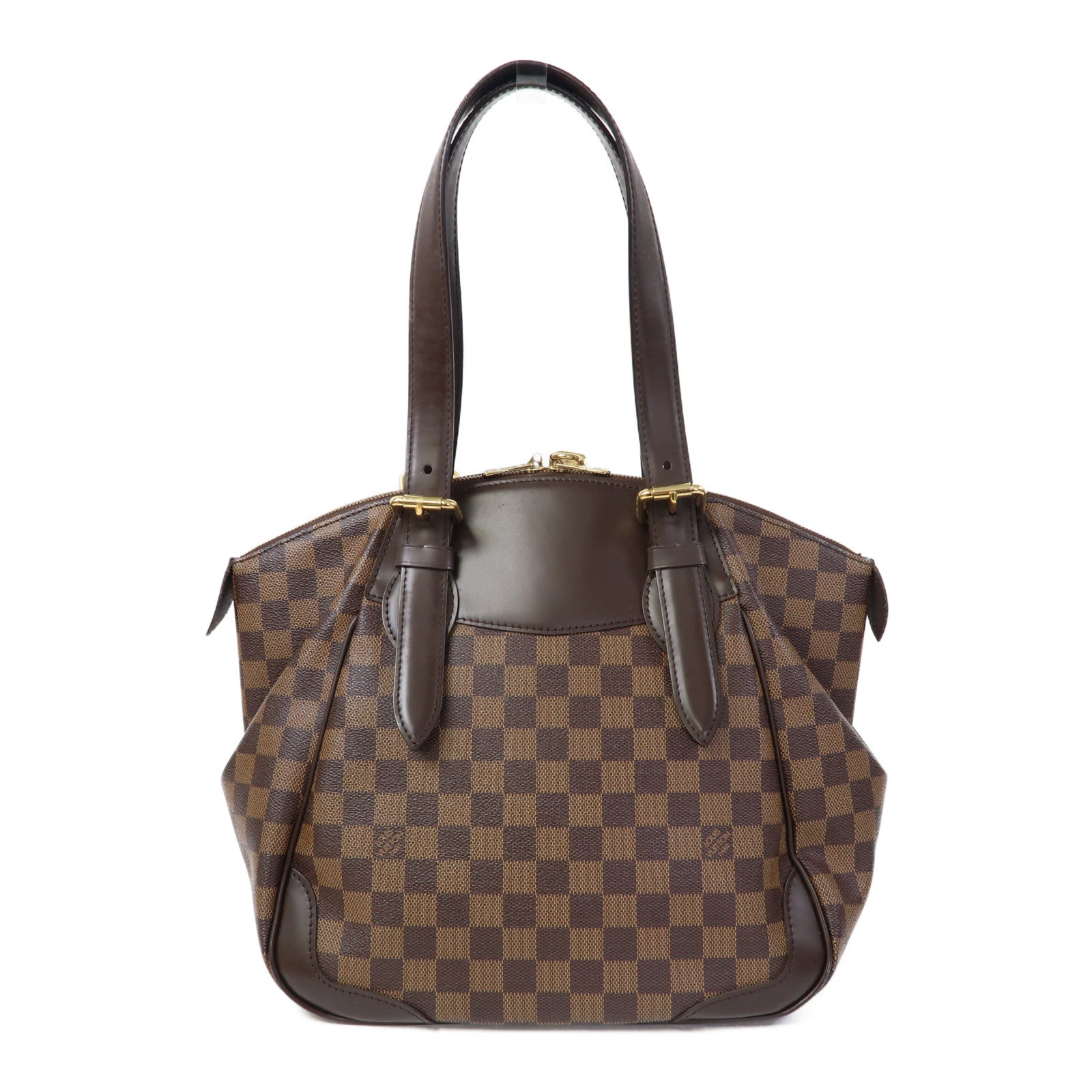 LOUIS VUITTON Damier Ebene Verona MM金扣肩背袋啡色