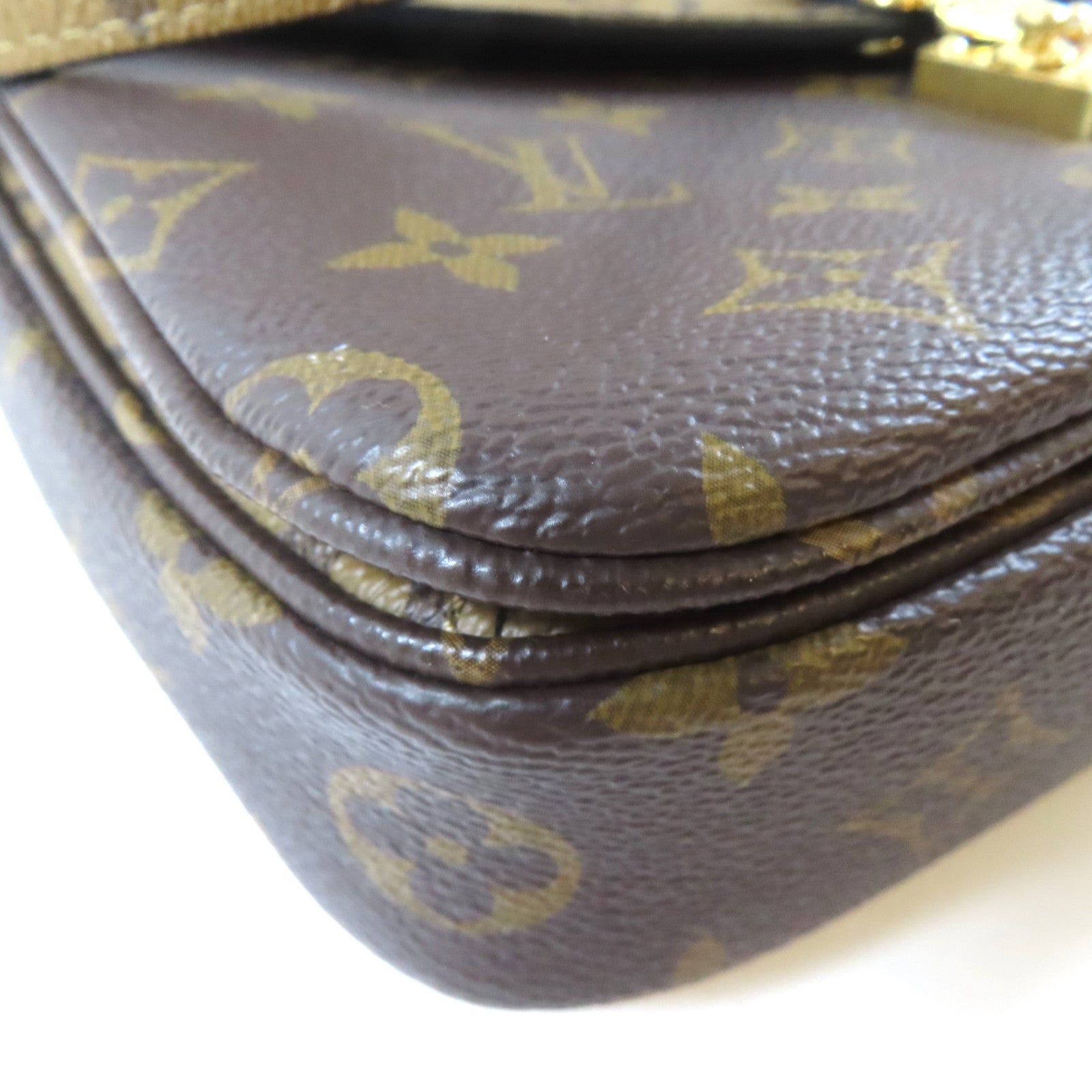 LOUIS VUITTON 【激減優惠】Monogram Reverse Pochette Métis金扣手挽肩背兩用袋啡色