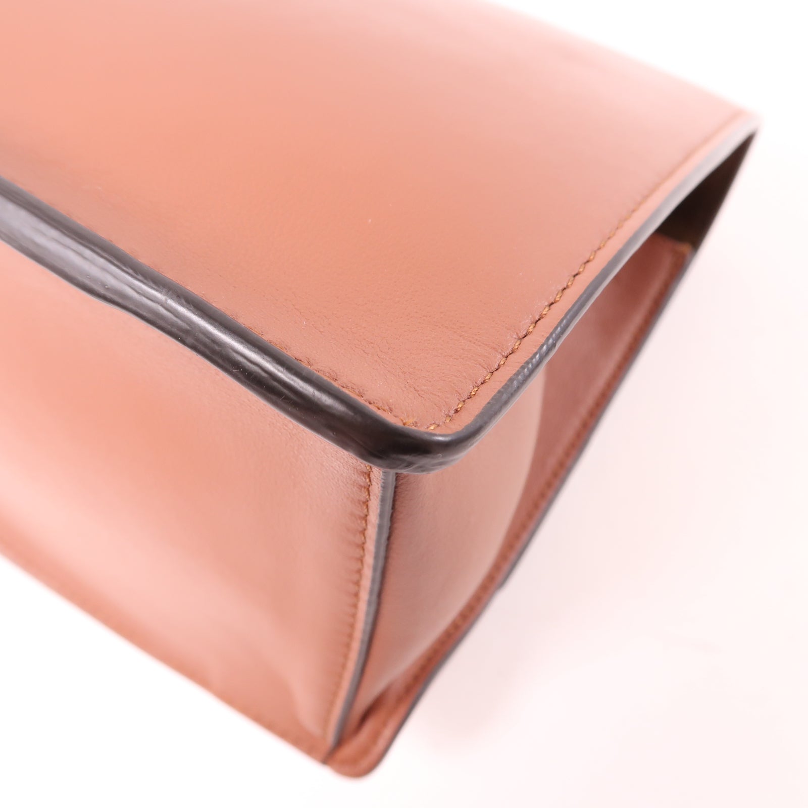 FENDI 牛皮皮革2Way Shoulder金扣手挽肩背兩用袋棕色