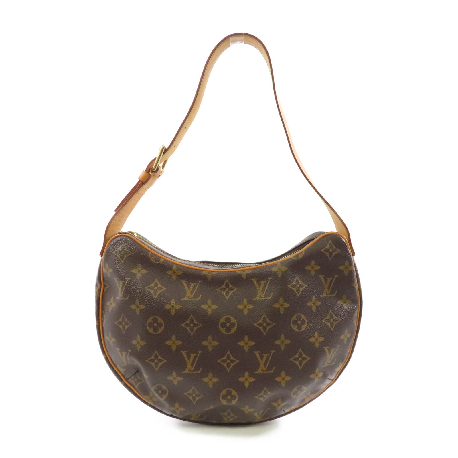 LOUIS VUITTON Monogram Croissant MM金扣肩背袋棕色