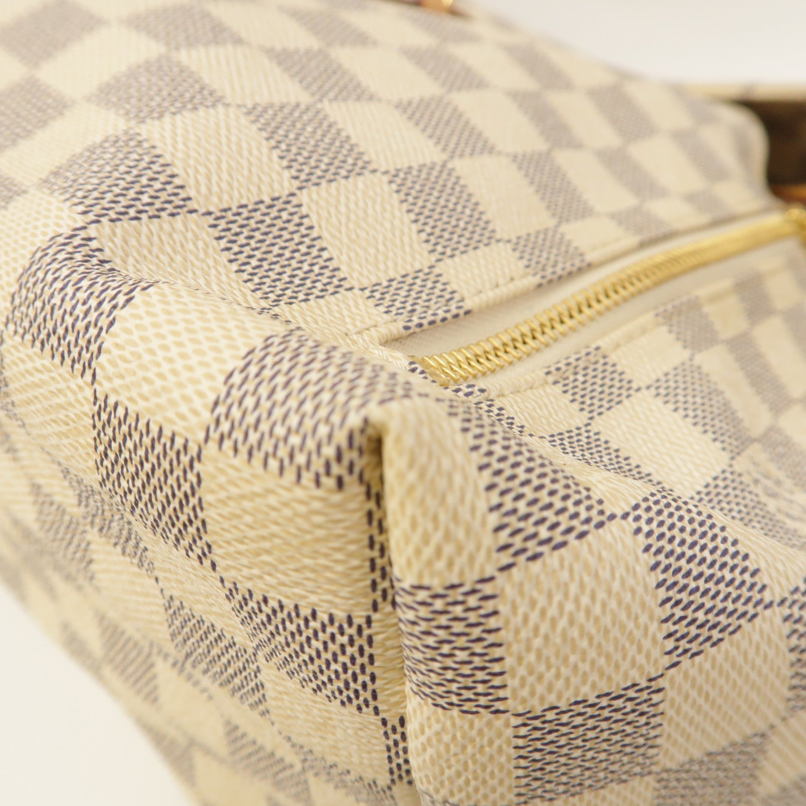 LOUIS VUITTON Damier Azur Sperone金扣背包白色