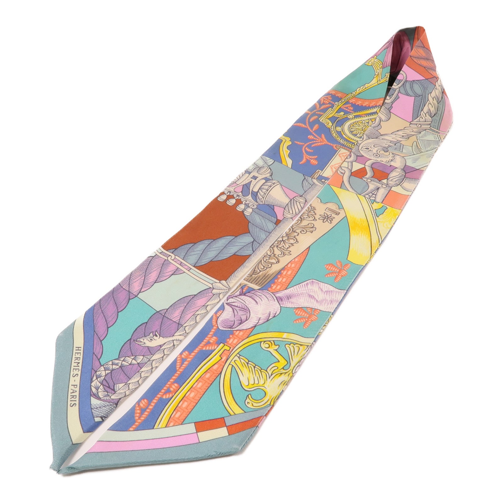 HERMES 絲質Twilly絲巾彩色