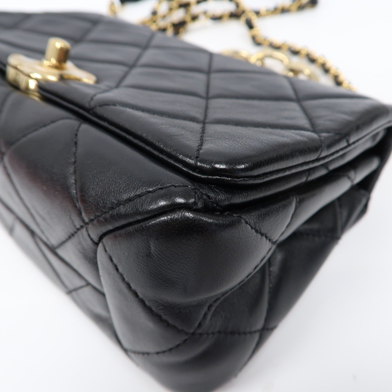 CHANEL 菱格羊皮皮革2 Way Shoulder Bag金扣手挽肩背兩用袋黑色