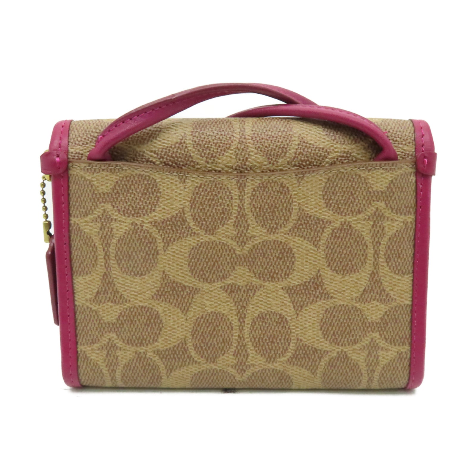COACH 【激減優惠】塗層帆布Shoulder Bag金扣肩背袋棕色/粉紅色