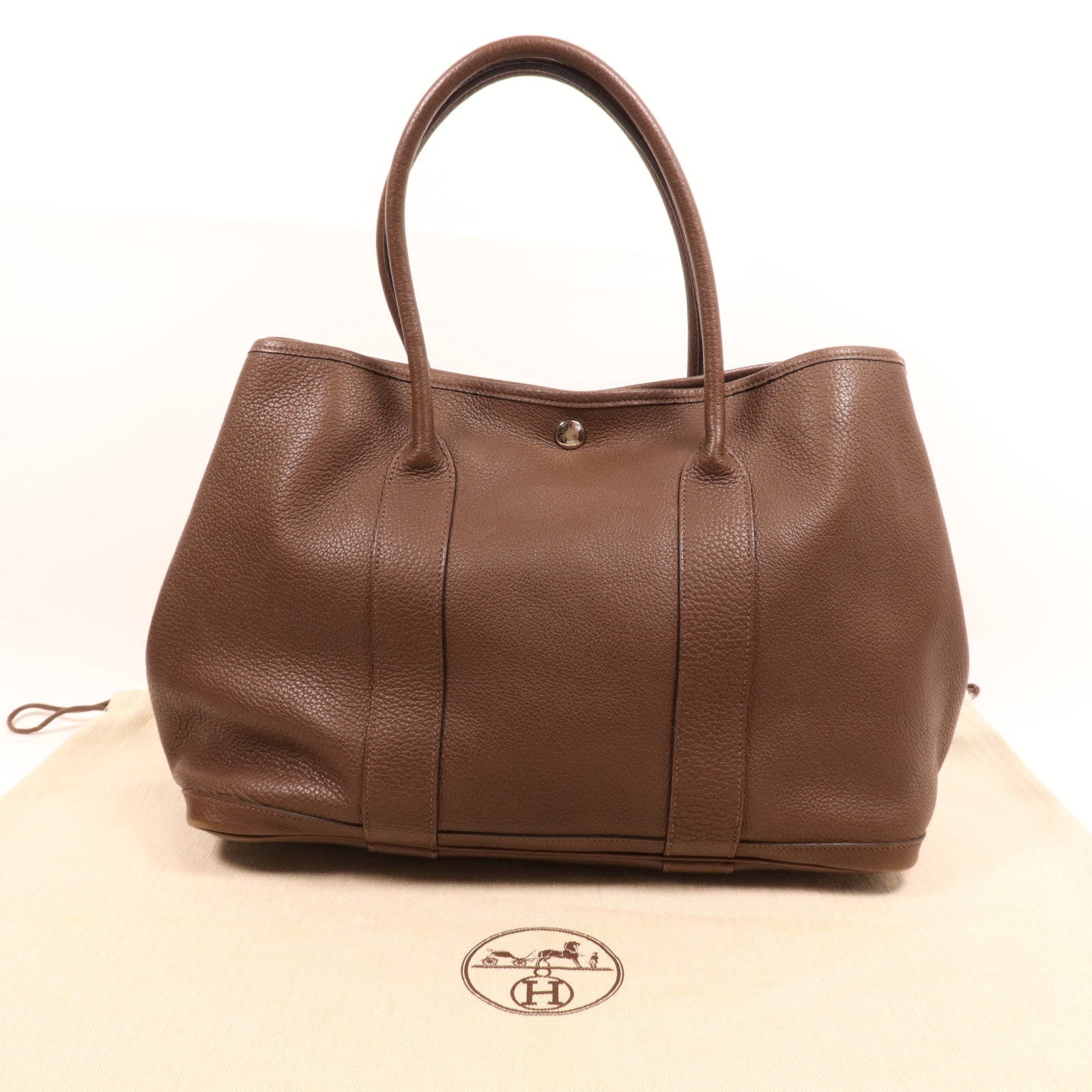 HERMES Negonda皮革Garden Party PM銀扣手挽袋