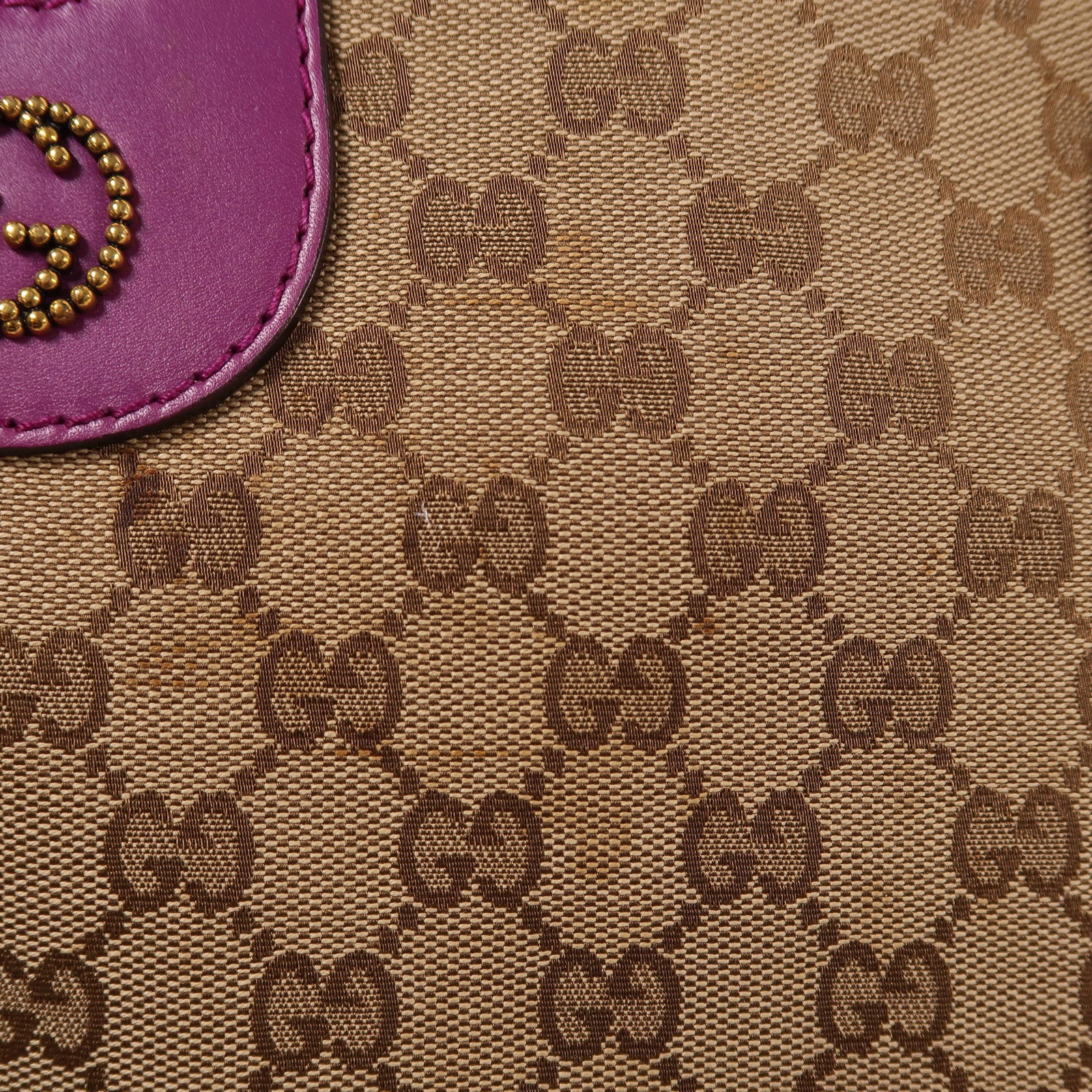 GUCCI 【激減優惠】GUCCI 帆布GG Canvas Scarlett金扣手挽肩背兩用袋紫色/啡色