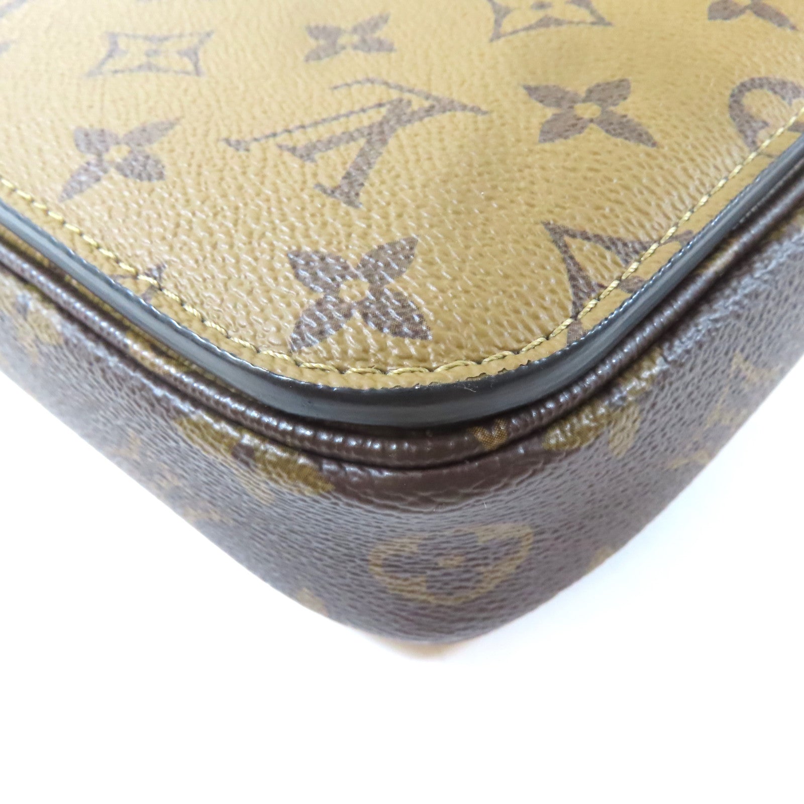 LOUIS VUITTON 【激減優惠】Monogram Reverse Pochette Métis金扣手挽肩背兩用袋啡色