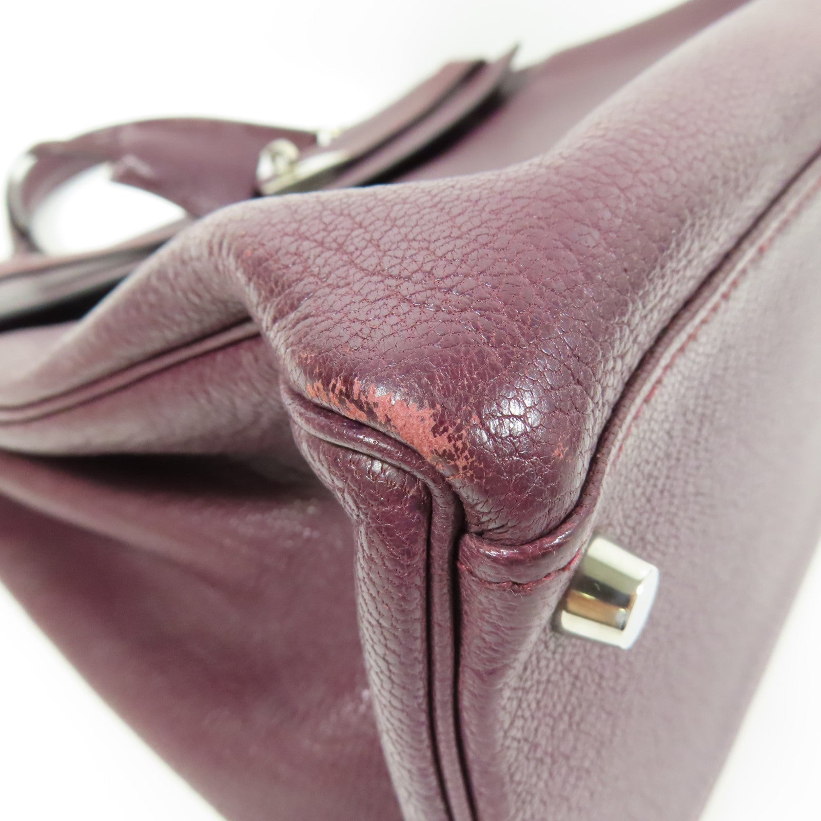 HERMES Togo皮革Kelly 35銀扣手挽肩背兩用袋Raisin