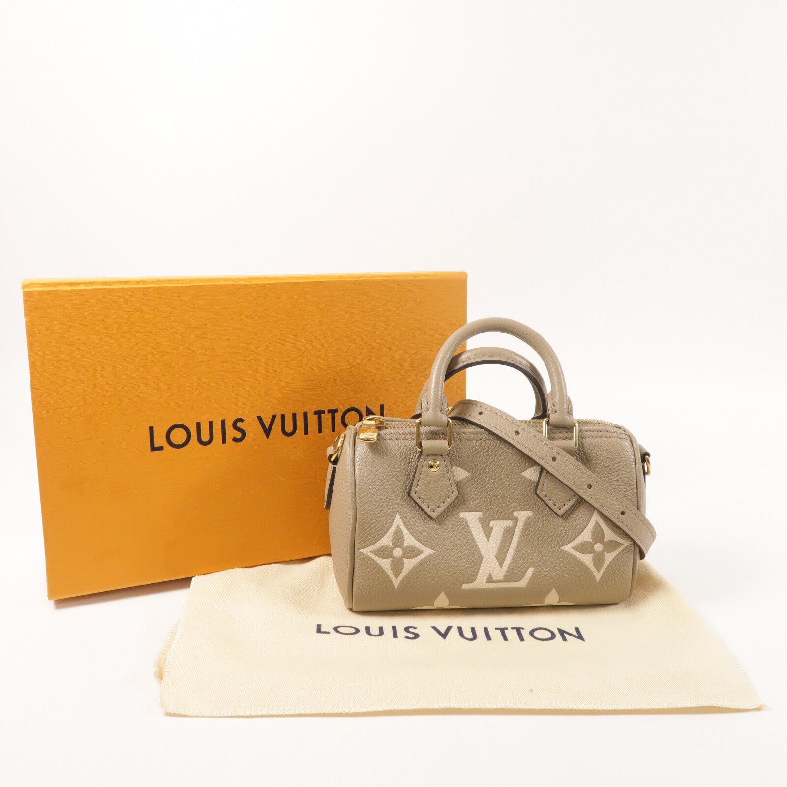 LOUIS VUITTON Monogram Empreinte Nano Speedy金扣手挽肩背兩用袋