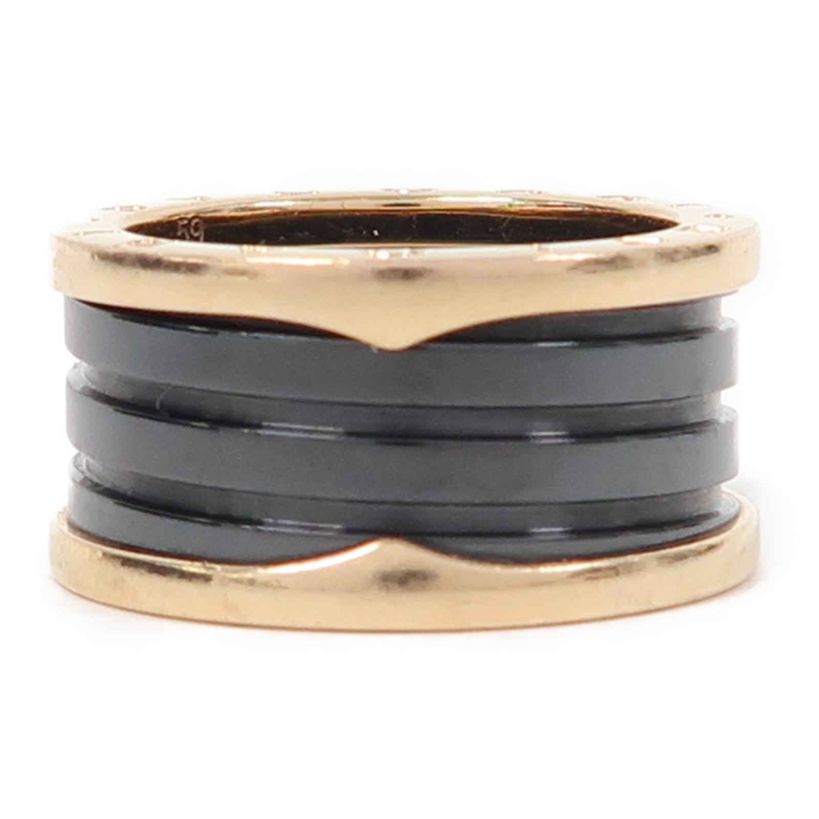 BVLGARI 【激減優惠】18K玫瑰金/陶瓷B-zero 1戒指黑色BVLGARI#59/US#8.5