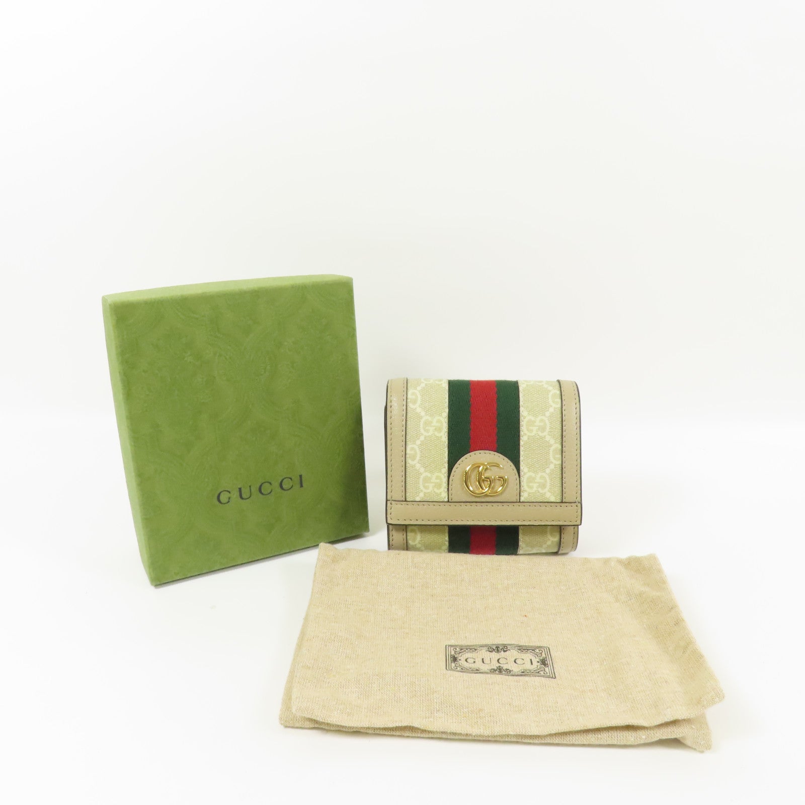 GUCCI 塗層帆布Ophidia Card Case Wallet金扣錢包