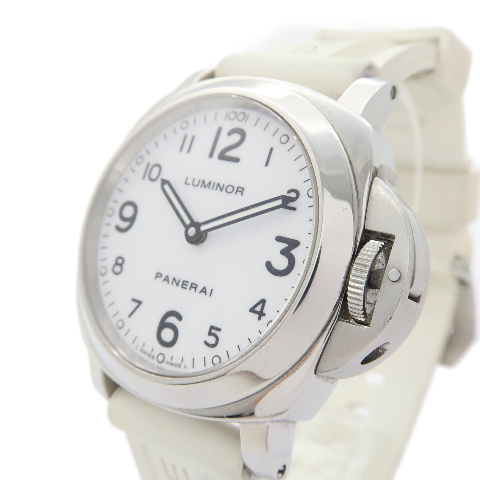 PANERAI Luminor不鏽鋼/橡膠帶手錶手動機芯白色
