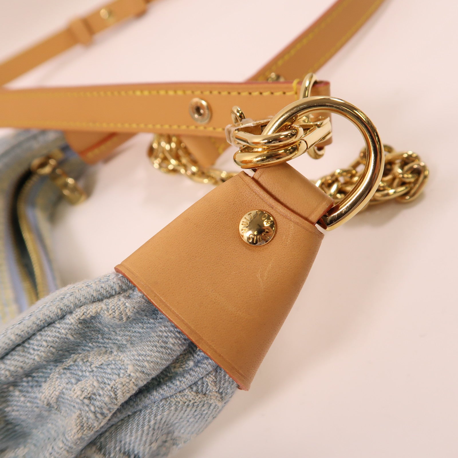 LOUIS VUITTON LV GHW Denim Loop Shoulder Bag M24846 Denim Blue