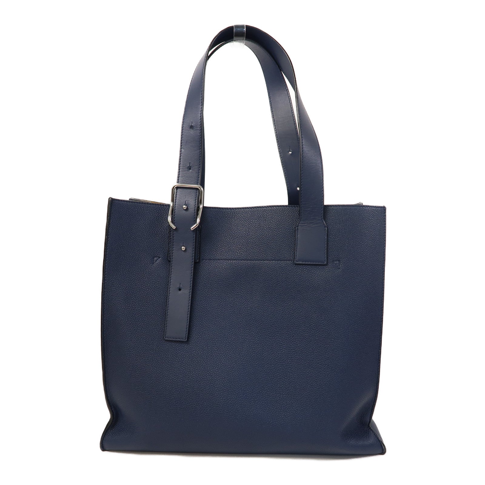 LOEWE 牛皮皮革Tote Bag銀扣肩背袋藍色
