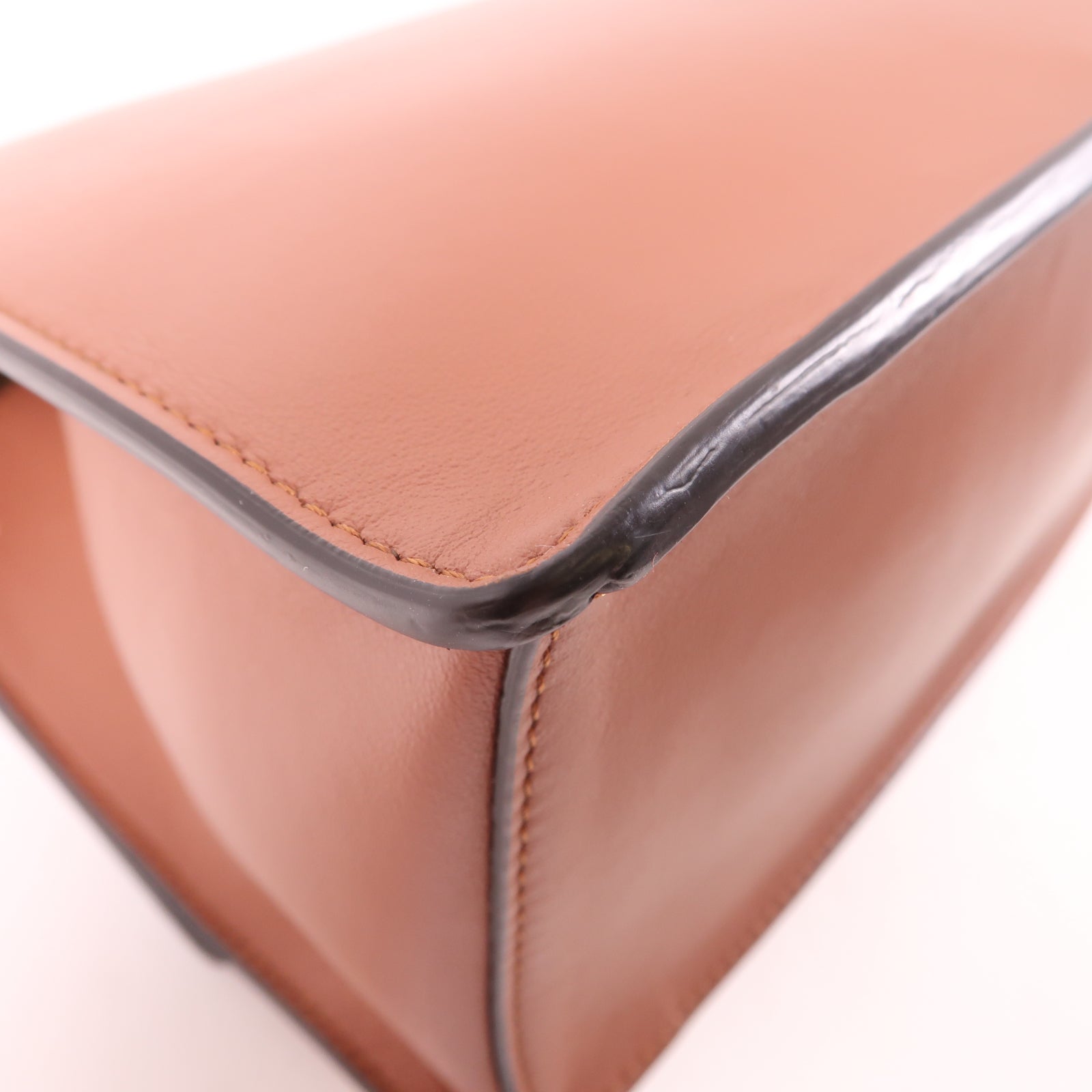 FENDI 牛皮皮革2Way Shoulder金扣手挽肩背兩用袋棕色