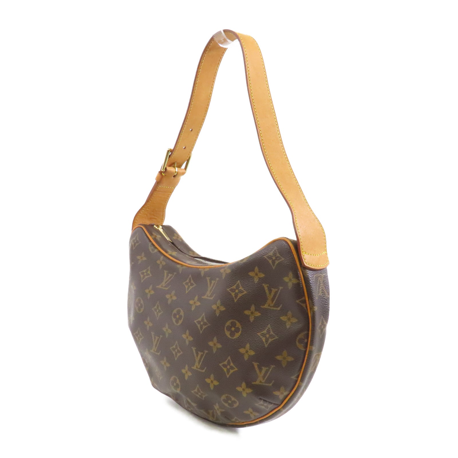 LOUIS VUITTON Monogram Croissant MM金扣肩背袋棕色