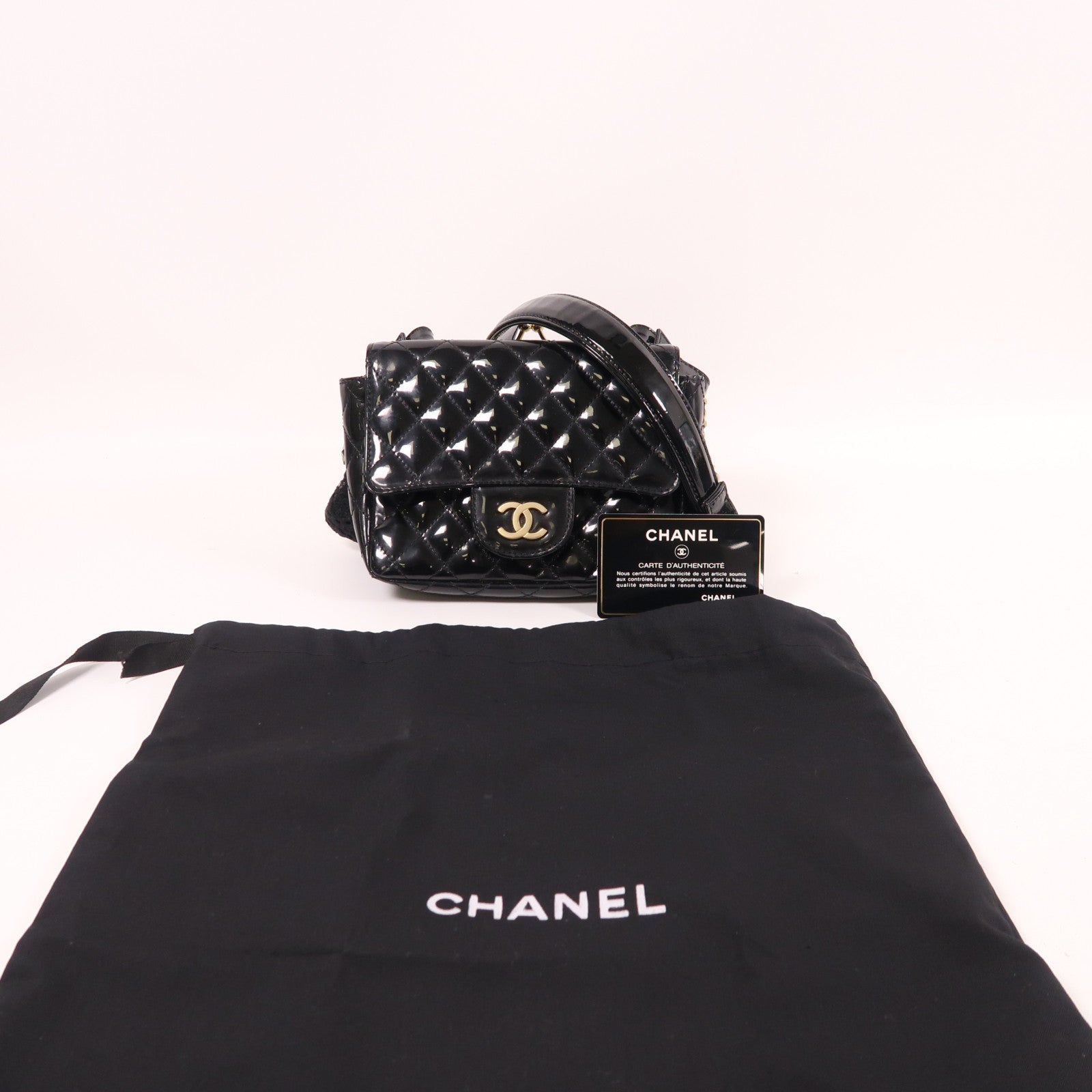CHANEL 漆皮皮革Chain Shoulder金扣鏈帶肩背袋