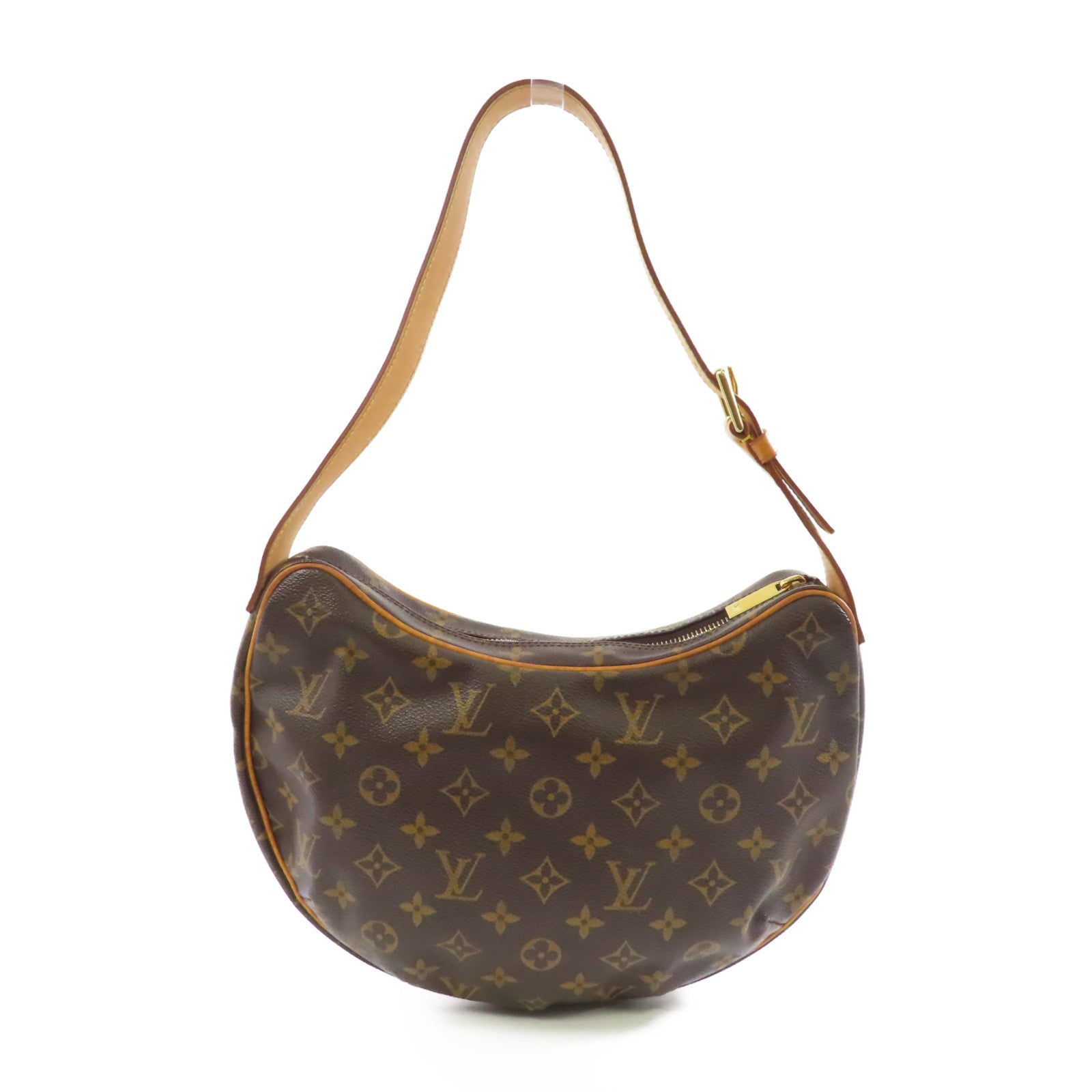 LOUIS VUITTON Monogram Croissant MM金扣肩背袋棕色