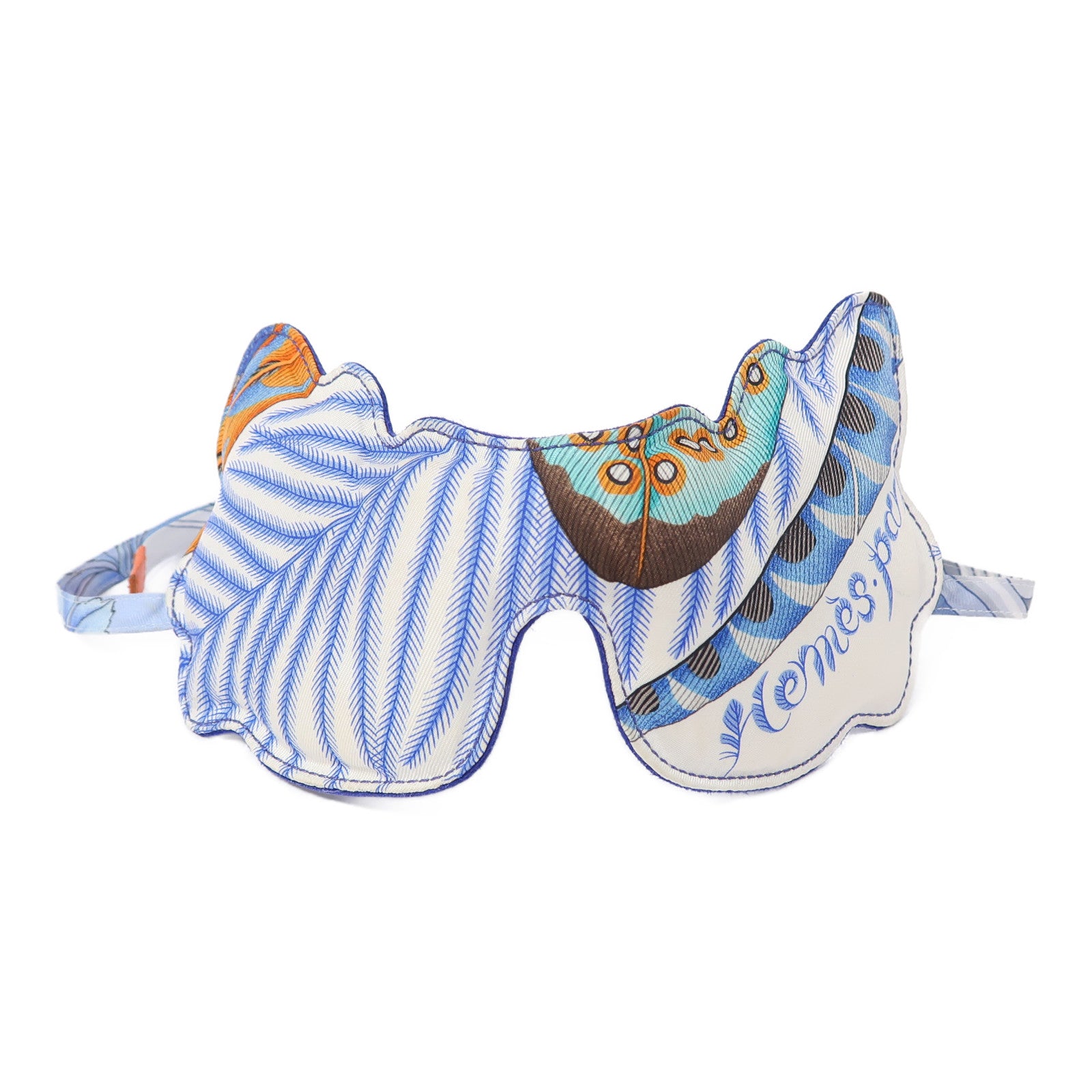 HERMES 絲質/皮革Not Sleepy Butterfly Travel Mask眼罩藍色