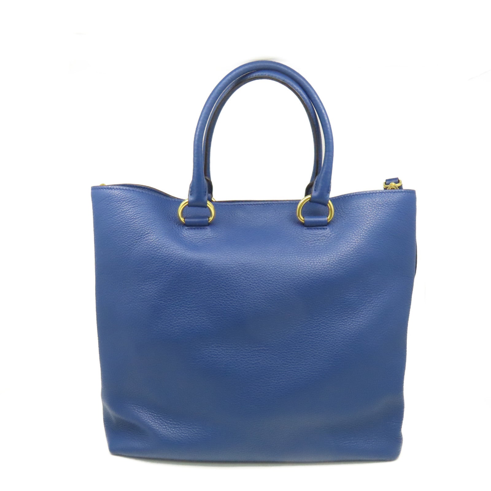 PRADA 【激減優惠】牛皮皮革2Way Shoulder Bag金扣手挽肩背兩用袋藍色