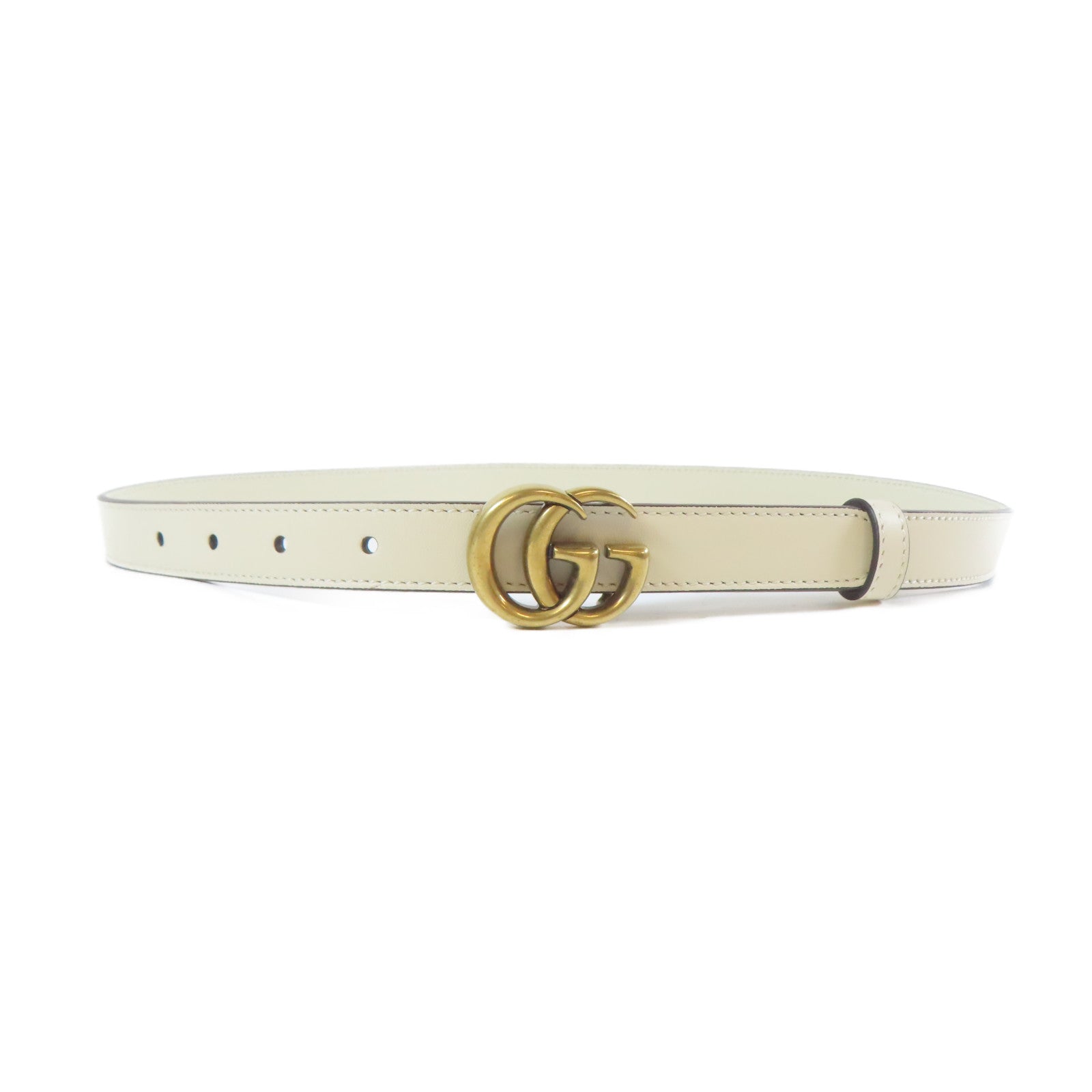 GUCCI 皮革Belt金扣皮帶白色