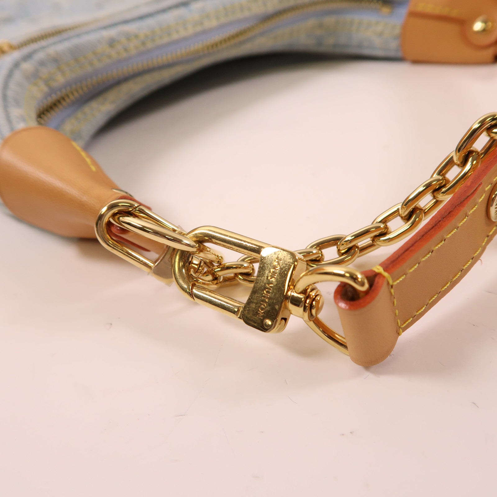 LOUIS VUITTON LV GHW Denim Loop Shoulder Bag M24846 Denim Blue